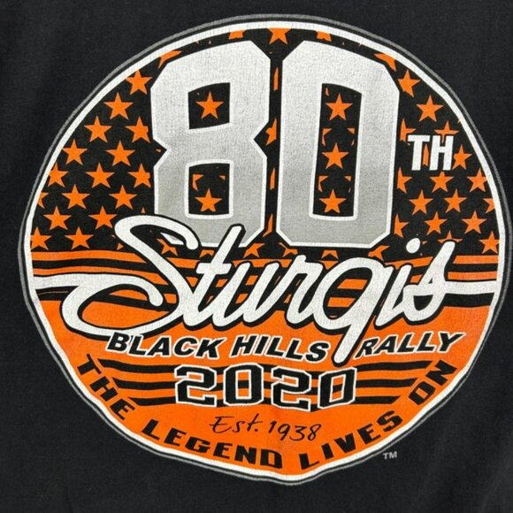 Sturgis 2020 80th Black Hills Rally Motorcycle  Black T Shirt Large Hot Leathers - Picture 5 of 8